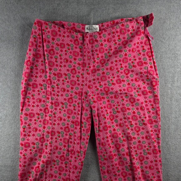 Madison Studio Pants - Madison Studio Cropped Pants Womens 14 Pink Floral Ditsy Print Side Zip Cotton